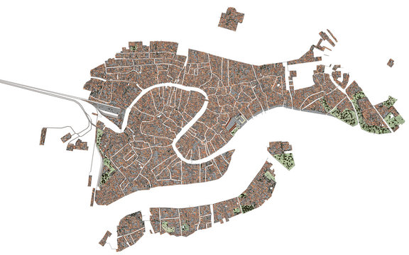 Fototapeta Venezia Laguna 3d Mappa Cartina (Serenissima)