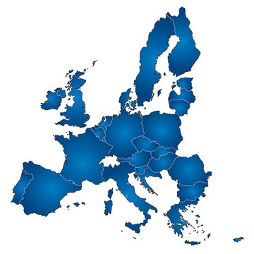 vector map EU borders blue
