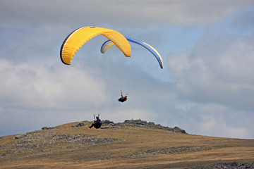 paragliders over Dartmoor