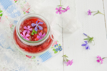 Mint panna cotta with rhubarb