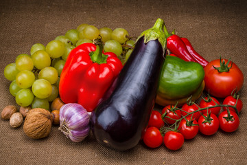 assorted of raw vegetable on fabric