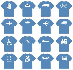 Symboles sur 16 t-shirts