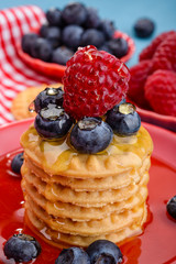 Raspberries and blueberries