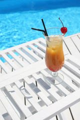cocktail with cherry on the beach