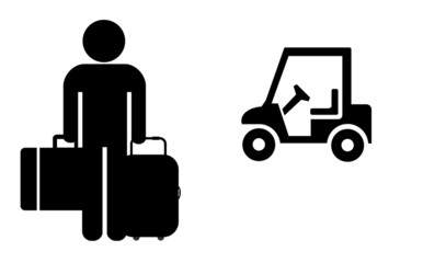 Voiturette et un touriste