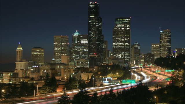 Seattle Cityscape Time Lapse Night