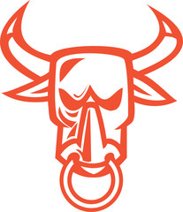 Bull Cow Head Nose Ring Cartoon