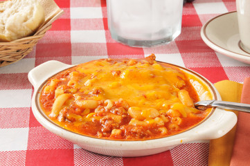 Mac and beef with tomato sauce