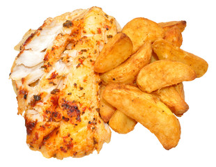 Baked Fish And Potato Wedges