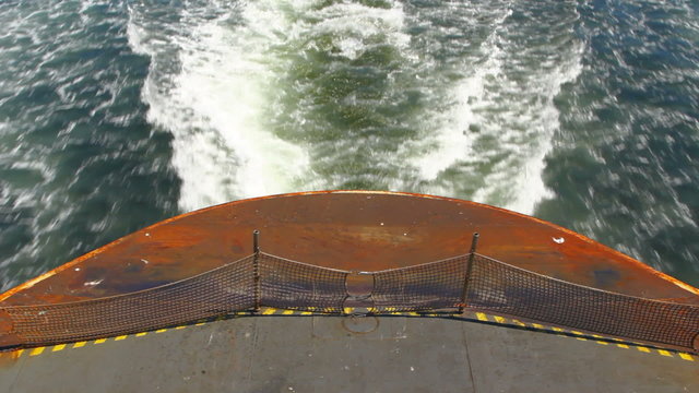Seattle Ferry Ride Rear View Waves