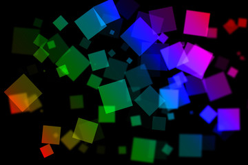 colorful square bokeh on black  background