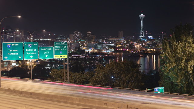 Seattle I-5 Traffic Time Lapse Night
