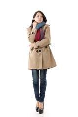 Asian lady with coat in winter