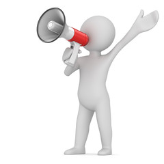 Man speaks in megaphone