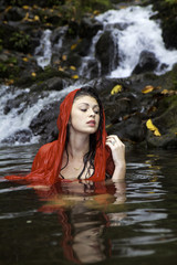 girl in a waterfall