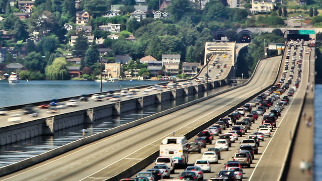 Seattle I-90 Traffic Time Lapse Zoom