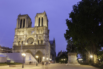 Fototapeta na wymiar Night time view of Cathedral Ntre Dame, france