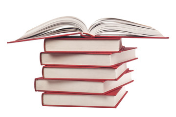 Stack of books isolated on white background