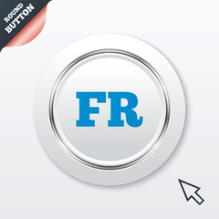 French language sign icon. FR translation.