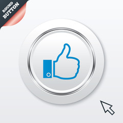 Like sign icon. Hand finger up symbol.