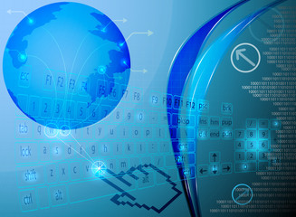 Connecting on screen keyboard vector business background