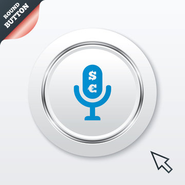 Microphone icon. Speaker symbol. Paid music sign