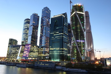 Plakat Famous and Beautiful night view Skyscrapers City international b
