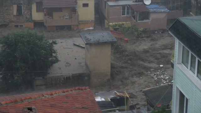 Rain flood in Bulgaria, Varna. Tsunami flood.