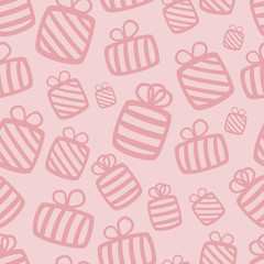 Seamless pink vector gift pattern