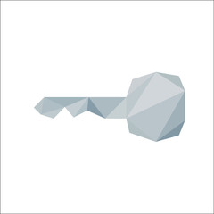 gray key  icon by triangles, polygon vector illustration