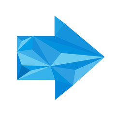 blue arrow icon (pointer) by triangles, polygon