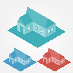 Vector simple isometric abstract houses