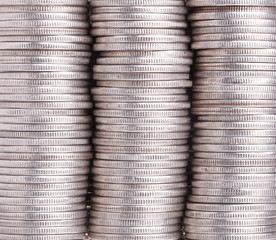 Three stacks of coins