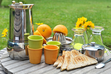 petit déjeuner au jardin