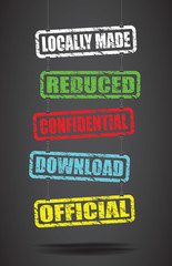 group of hanging signs