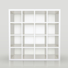 empty shelves, blank bookcase library