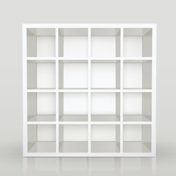empty shelves, blank bookcase library