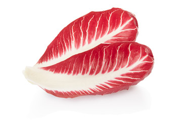Radicchio leaves, red salad on white, clipping path