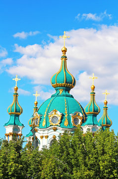 Saint Andrew orthodox church by Rastrelli in Kyiv, Ukraine