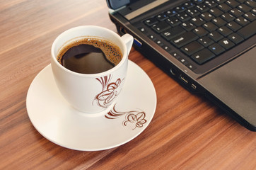Obraz na płótnie Canvas coffee job laptop