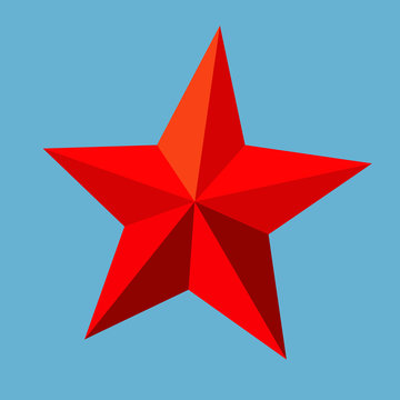 red star by triangles, polygon vector illustration