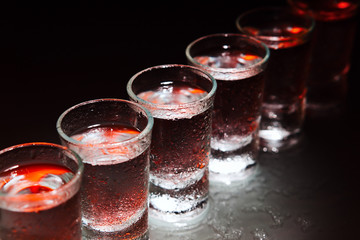 Glasses with an alcoholic drink