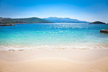 Obraz premium Beautiful sandy Ksamil beach, Albania.