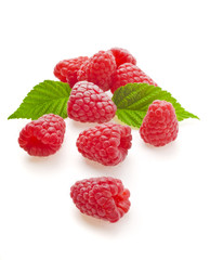 Red berry raspberry isolated on white background