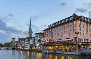 embankment of Limmat river, Zurich