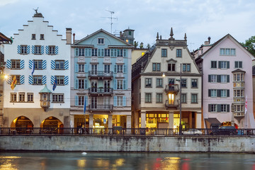 embankment of Limmat river, Zurich