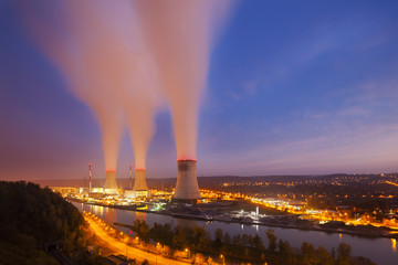 Nuclear Power Station At Night