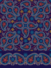 Paisley fabric seamless  pattern and border