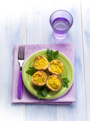 muffin with ricotta eggs and parsley