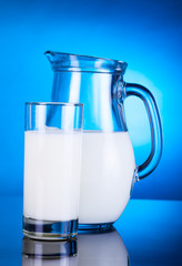 milk in glass and  jug